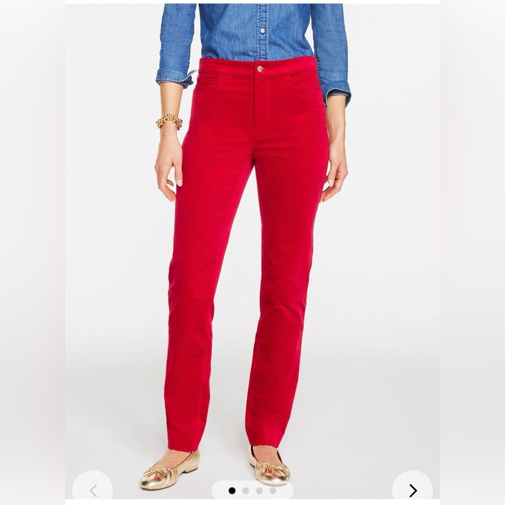 Talbots Straight Leg Red corduroy high waist Pants Women's Size 2P petite